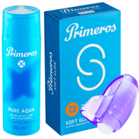Primeros lubrikant Pure Aqua, kondomy Soft Glide a vibrační náprstek jako dárek zdarma