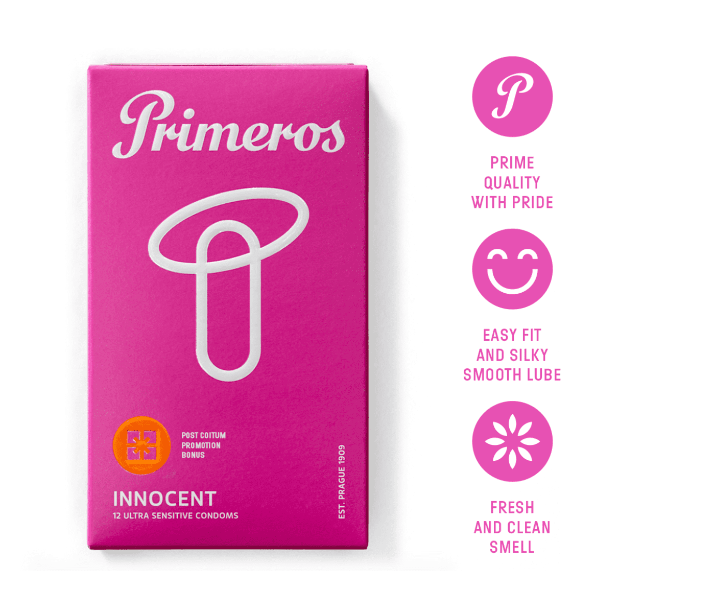 Primeros kondomy Innocent, kondomy Passion a vibrační náprstek jako dárek zdarma
