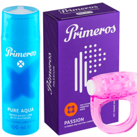 Primeros lubrikant Pure Aqua, kondomy Passion a vibrační kroužek jako dárek zdarma